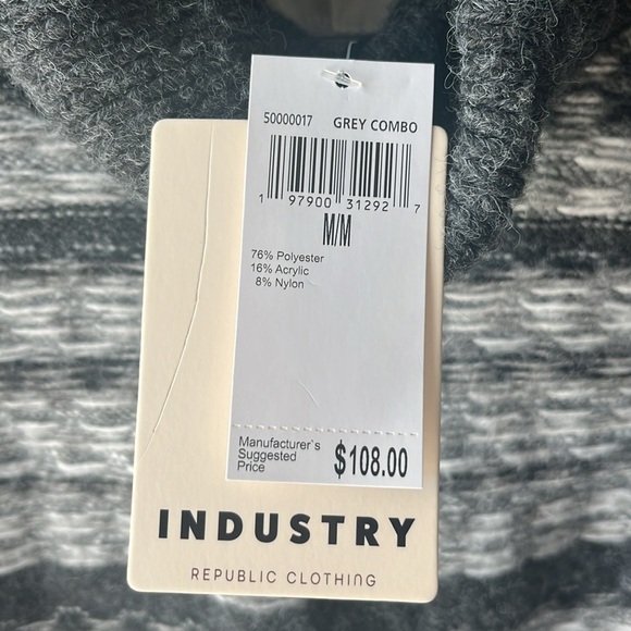 Elegant Charcoal White Striped Knit Turtleneck Sweater, Women’s Sz M, NEW - Picture 4 of 12